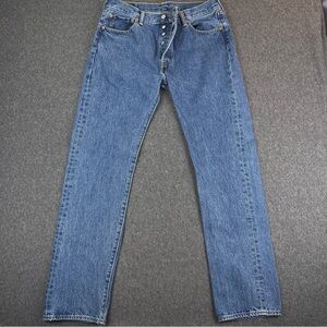 Levis 501 Jeans Mens 34x34 Regular Straight Denim Pants Button Fly Medium Wash
